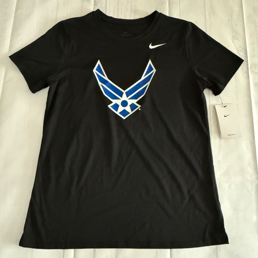 NWT USAF Air Force FALCONS Nike Dri-Fit Crew Neck SS Tee Shirt Women's MED BLACK